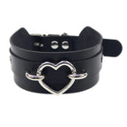 black PU leather punk choker collar necklace, rivet detail - view 4