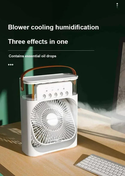 Portable Prime Deal Zone 3-in-1 air cooler with LED night light, humidifier, and adjustable fan for home or office use.