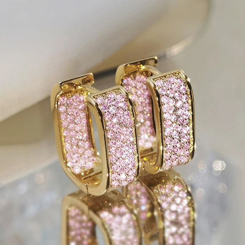 pave CZ hoop earrings, silver and gold tone - view 19