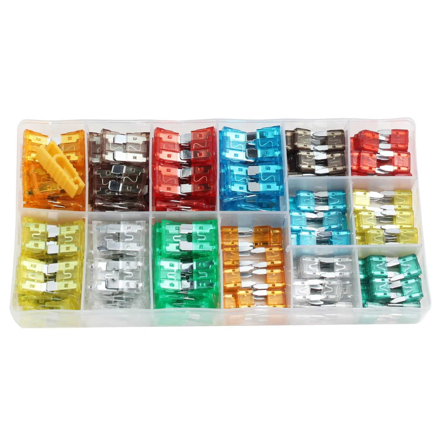 Prime Deal Zone fuse box with 60 or 120 pieces, includes medium fuses, packaged in bags, suitable for electrical wiring and safety.