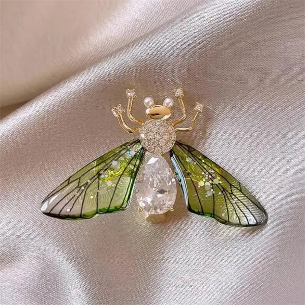 rhinestone and pearl butterfly bee brooch - view 8
