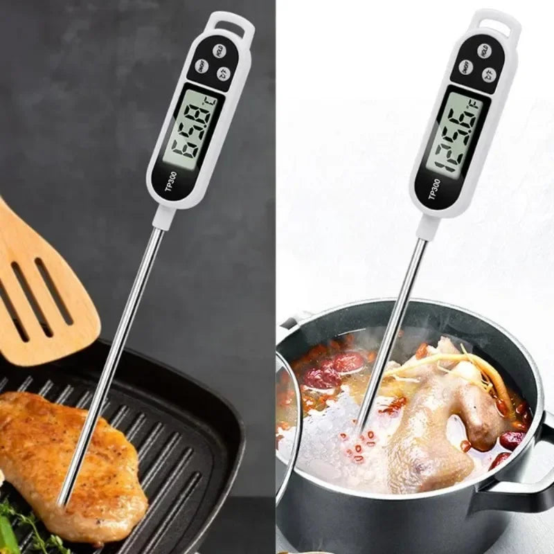 Prime Deal Zone TP300 digital food thermometer with probe, ideal for cooking, meat, water, oil, and BBQ temperature monitoring.