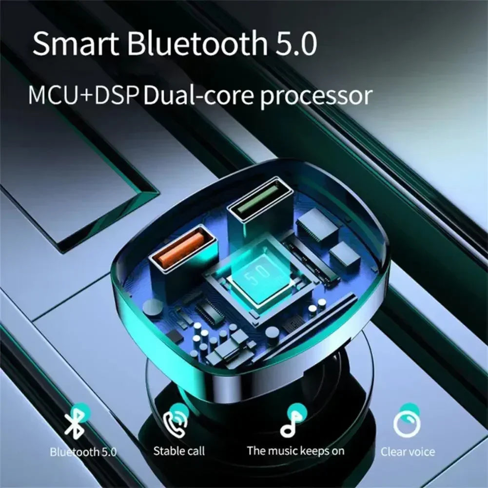 Prime Deal Zone Q7 Car Bluetooth FM Transmitter with dual USB PD charging, hands-free calling, and MP3 playback.