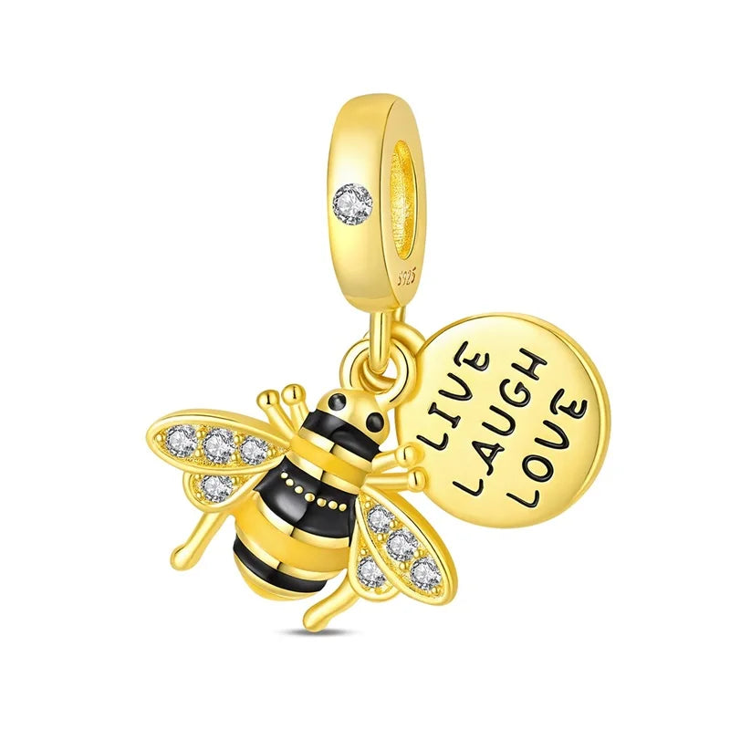 925 Sterling Silver Gold-Tone Charm Beads — Crosses, Bows & Mixed Designs