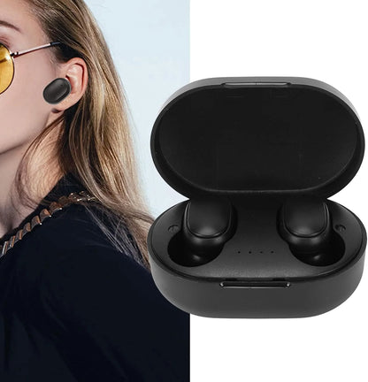 Wireless Bluetooth A6S earphones with LED display, sport touch control, stereo sound for Xiaomi and Huawei devices.