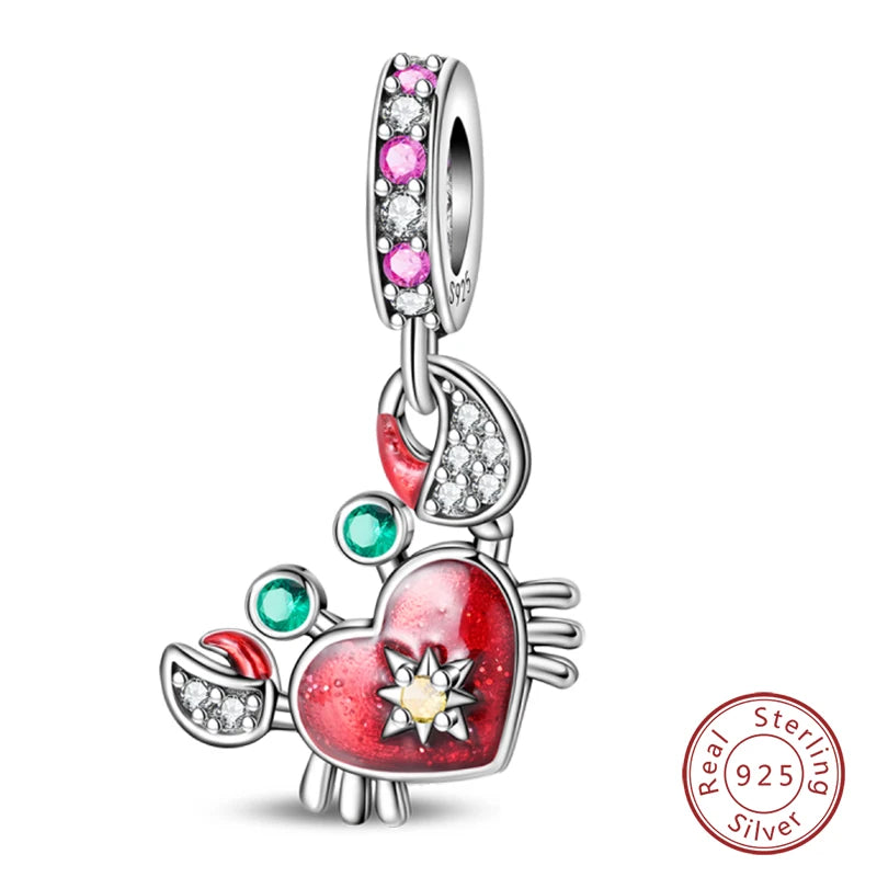 925 Sterling Silver Red Wine & Chili Charm Beads