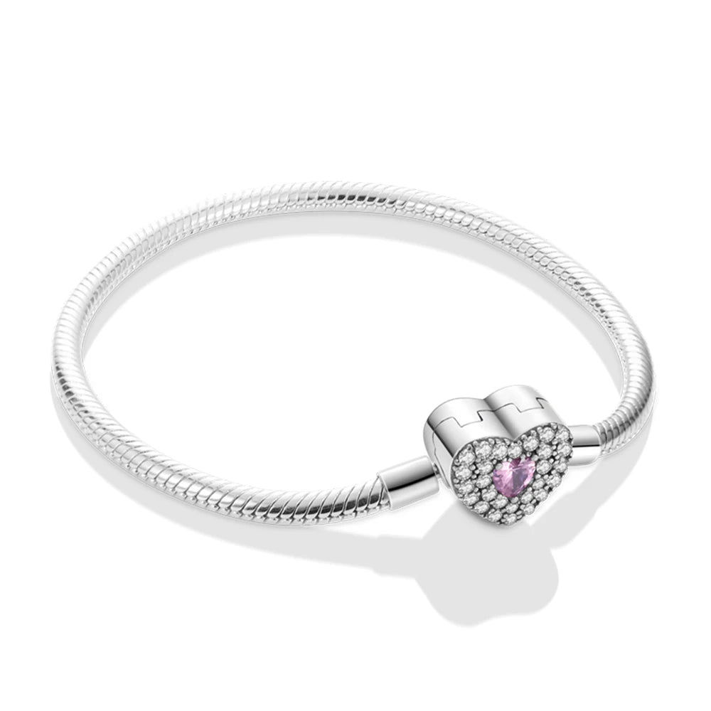 silver-plated peach heart zircon charm bracelet - view 7