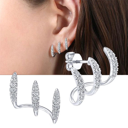 Silver color claws stud earrings with crystal AAA CZ stones, modern design, versatile jewelry for women from Prime Deal Zone.