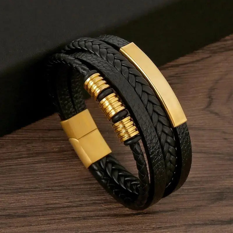men's multi-layer woven leather bracelet - view 2