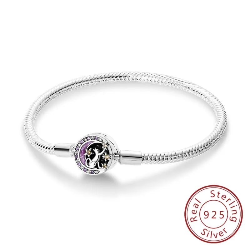 925 Sterling Silver Charm Bracelet — Pavé Zirconia, 17–20cm