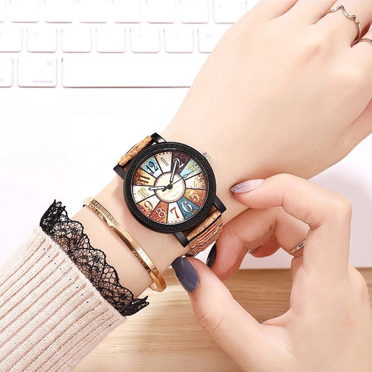 Women's Casual Vintage Leather Quartz Watch – 37mm, Stainless Buckle, Gift Ready