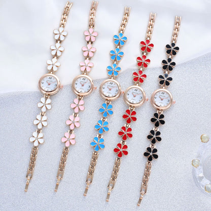 Women's Petal Quartz Watch & Bracelet Set – Alloy Bangle, Casual Style