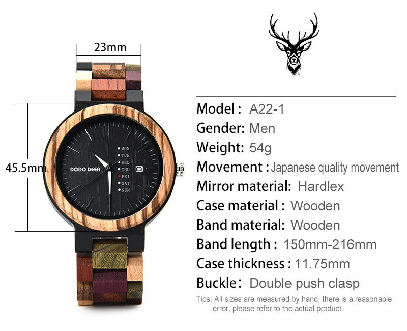 Wood couple watch, style A221 detail