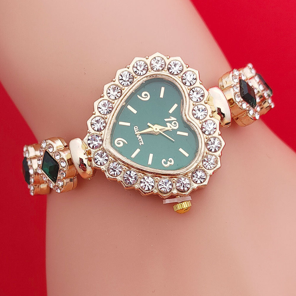Heart quartz watch, black colourway