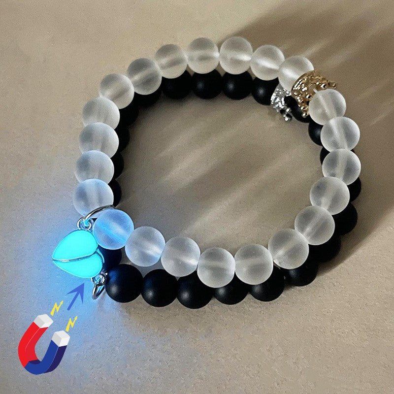 Crown charm bracelet set, glow in the dark, front view